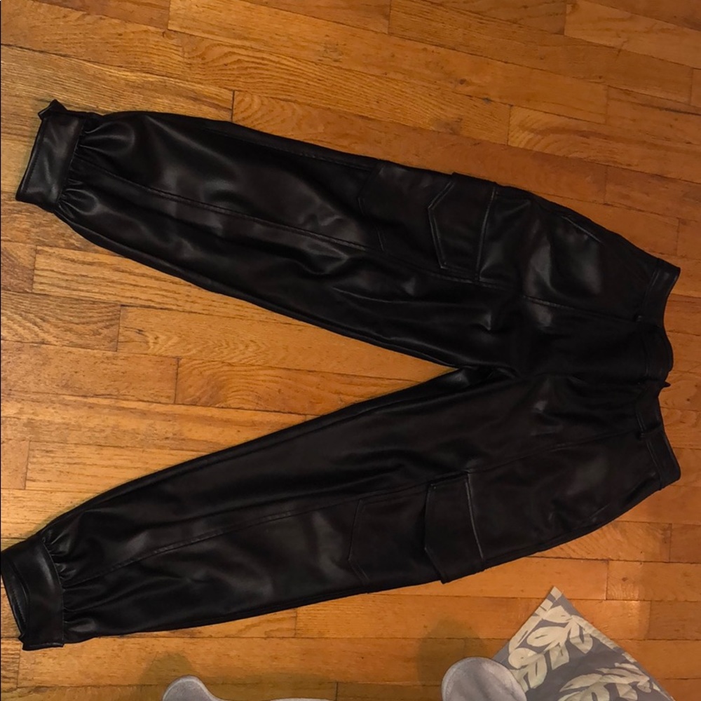 Zara leather jogger pants